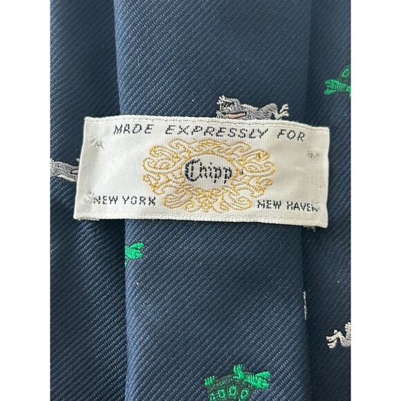 Chipp Tortoise & The Hare Blue Club Tie Vintage Navy Turtle Rabbit MINT Poly - Picture 7 of 8